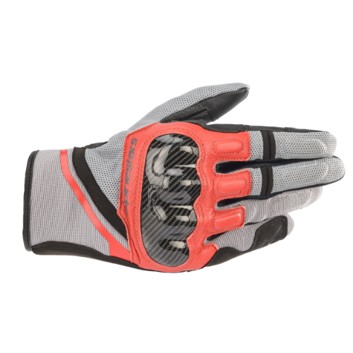 CHROME GLOVES - ASH GRAY BLACK BRIGHT RED - 9203 - O